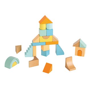 Lelin® Wooden Pull Along Block Wagon - 26 Blocks